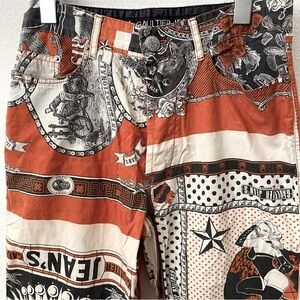 Women's Straight Leg Jeans - Orange and Black